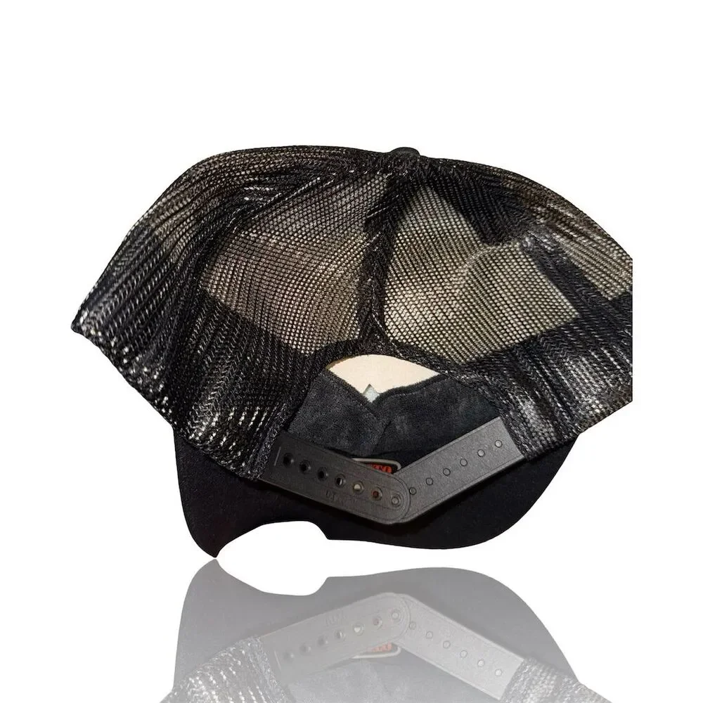 OTTO Black 5 Panel Trucker Hat Gold Leaf Embroidery Snapback Unisex - Picture 3 of 3